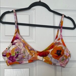 Floral Printed Scoop Bikini in Orange & Pink